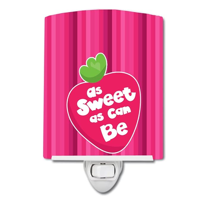 Caroline's Treasures BB7106CNL Stawberry As Sweet as Can Be Ceramic Night Light Compact, UL-Certified, Ideal for Bedroom, Bathroom, Nursery, Hallway, Kitchen, 6x4x3, Multicolor