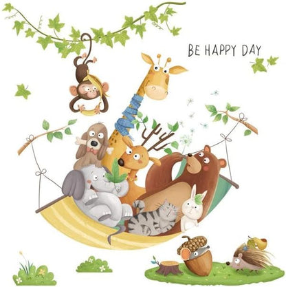 Cartoon Animal Giraffe Lion Monkey Rattan Kindergarten Classroom Wall Decoration Children's Room Wall Sticker
