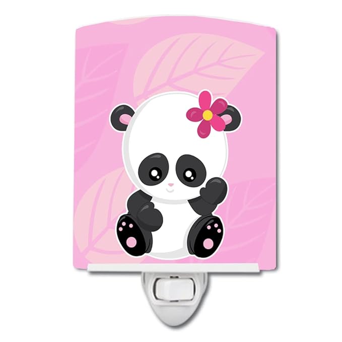 Caroline's Treasures BB6799CNL Hey Ya'll Panda Ceramic Night Light Compact, UL-Certified, Ideal for Bedroom, Bathroom, Nursery, Hallway, Kitchen, 6x4x3, Multicolor