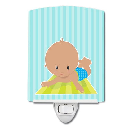 Caroline's Treasures BB8654CNL Beach Baby Boy on mat Ceramic Night Light Compact, UL-Certified, Ideal for Bedroom, Bathroom, Nursery, Hallway, Kitchen, 6x4x3, Multicolor