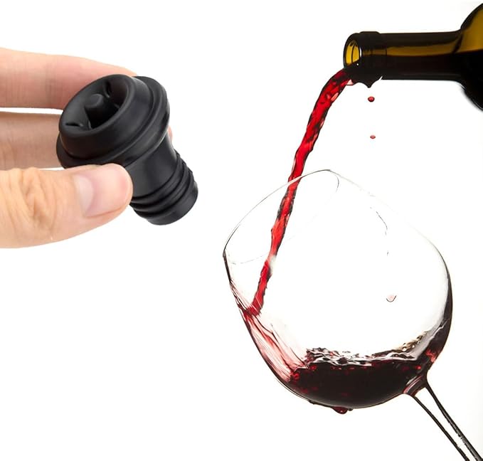 6 Pieces Vacuum Wine Stoppers Wine Saver Vacuum Pump Stopper Vacuum Wine Bottle Stopper Keep Wine Fresh Reusable Wine Preserver Bottles Sealer for Preserve Wine Flavor Wine Accessories Gift (Black)