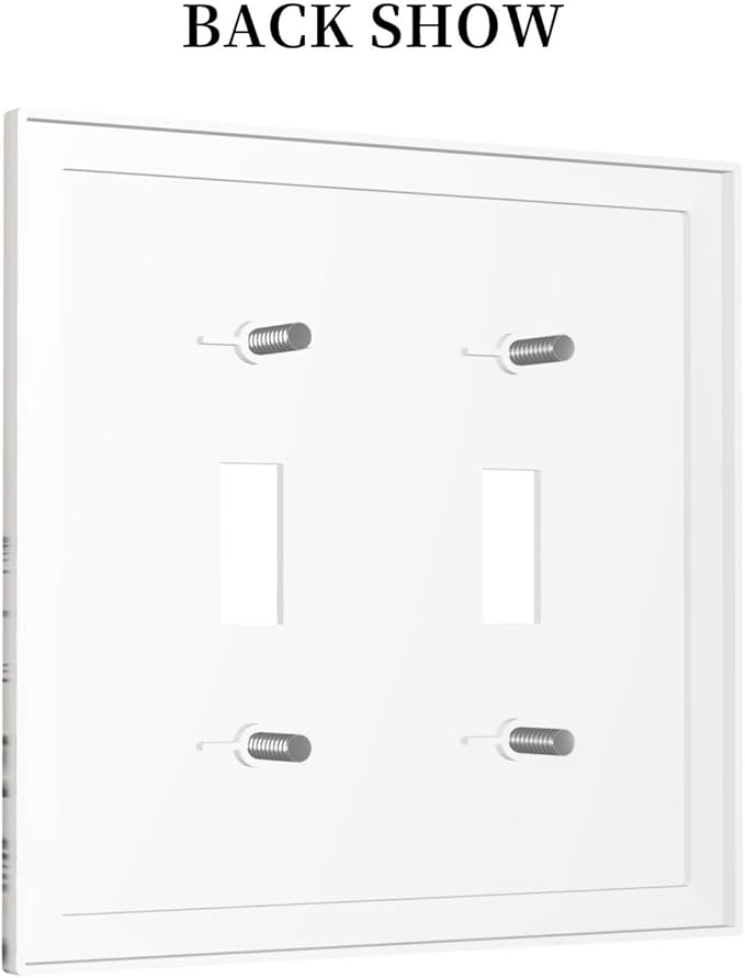 Vintage Grey Floral Herbs Wild Flowers Botanical Double Toggle Boho Light Switch Covers Decorative Country Unique 2 Gang Wall Plate Dual Electrical Faceplate Switchplate for Living Room