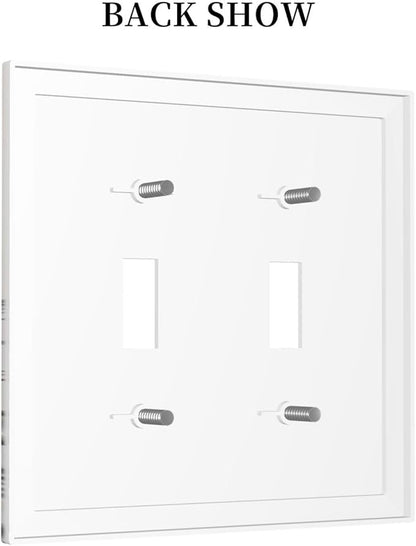 Vintage Grey Floral Herbs Wild Flowers Botanical Double Toggle Boho Light Switch Covers Decorative Country Unique 2 Gang Wall Plate Dual Electrical Faceplate Switchplate for Living Room