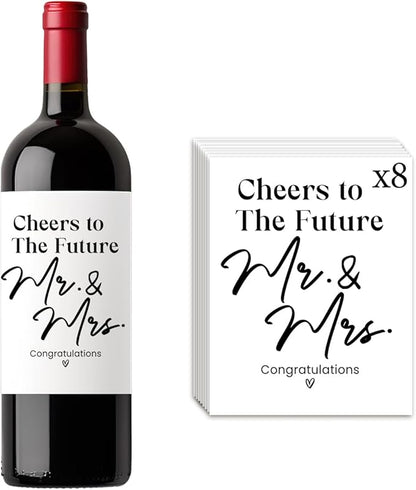 8 Pcs Mr and Mrs Wine Labels, Wedding Shower Gifts Wine Label, Bridal Shower Wedding Engagement Gifts, Mr and Mrs Wedding Gifts, Cheers to The Future Mr and Mrs Wine Bottle Stickers Labels