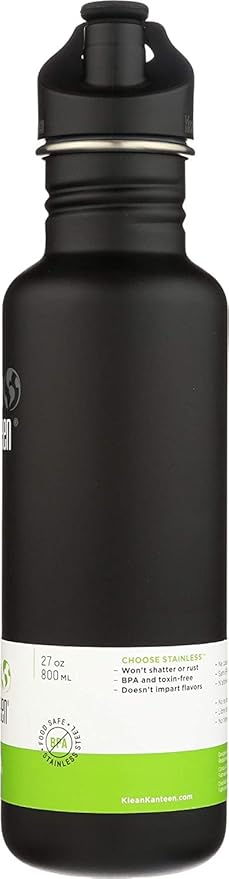 Klean Kanteen Classic Stainless Steel Singel Wall Non-Insulated Water Bottle with Sport Cap