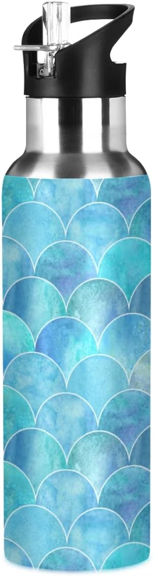 MNSRUU Insulated Water Bottle with Straw, Rainbow and Unicorns Stainless Steel Flasks for Sports Cycling Hiking School