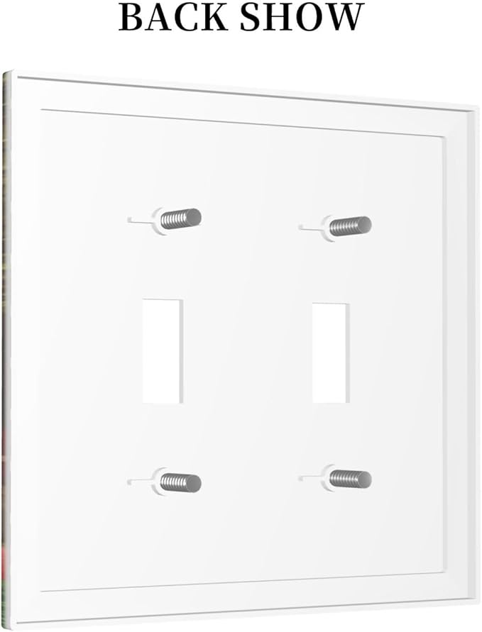 Red Mushroom Forest Fairy Moon Butterfly Double Toggle Bohemian Light Switch Covers Decorative 2 Gang Wall Plate Dual Electrical Faceplate Switchplate for Kidroom Nursery Decor