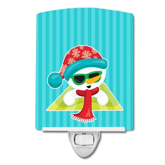 Caroline's Treasures BB9079CNL Beach Snowman #2 Ceramic Night Light Compact, UL-Certified, Ideal for Bedroom, Bathroom, Nursery, Hallway, Kitchen, 6x4x3, Multicolor