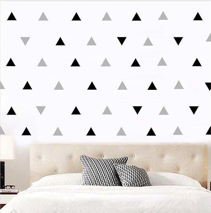 Triangle Wall Stickers Vinyl 160Pcs Black and Grey Wall Decals Peel and Stick Modern Wall Stickers Geometric Wall Decal Kids Wall Stickers Neutral Wall Stickers for Bedroom Living Room Nursery Decor