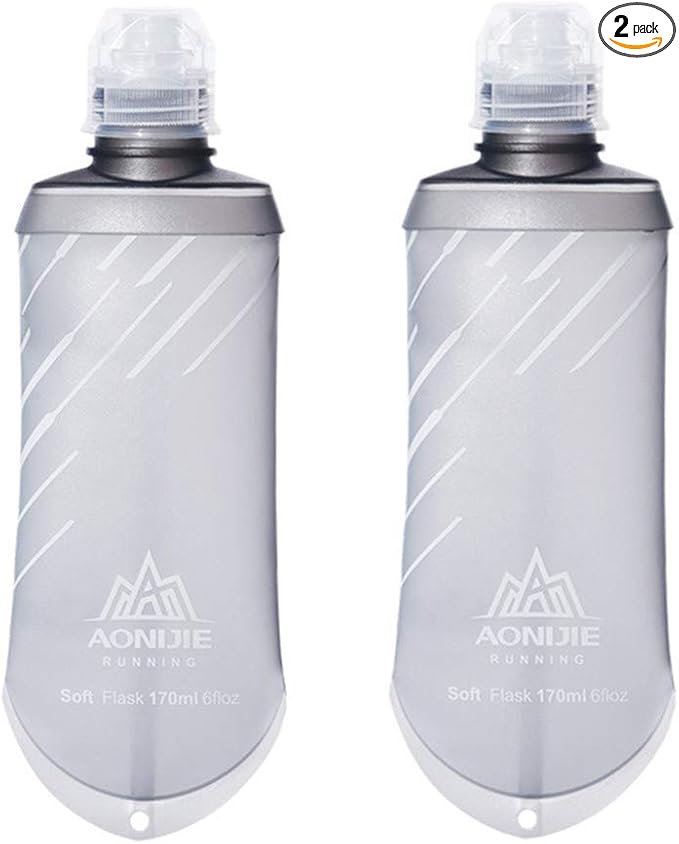 AONIJIE 2 Pcs Sports Collapsible BPA Free- TPU Soft Drink Water Kettle Foldable Flask Energy Gel Salt Pill Water Bottle (170ml Soft kettle-2pcs)