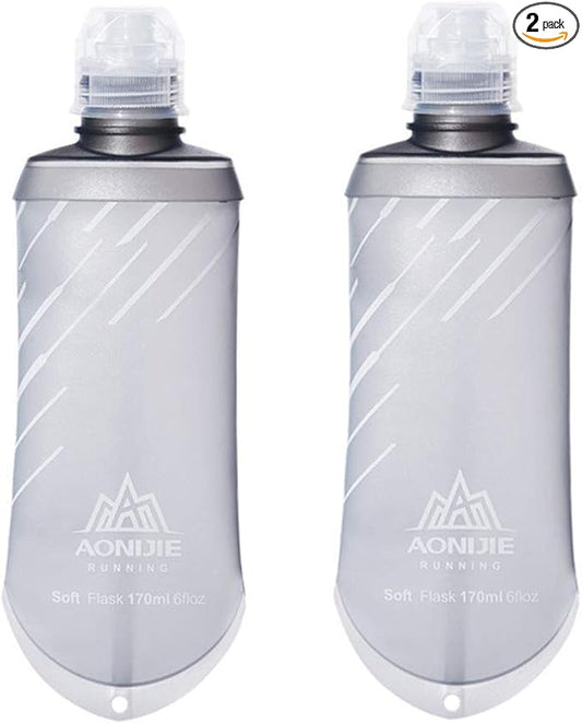 AONIJIE 2 Pcs Sports Collapsible BPA Free- TPU Soft Drink Water Kettle Foldable Flask Energy Gel Salt Pill Water Bottle (170ml Soft kettle-2pcs)