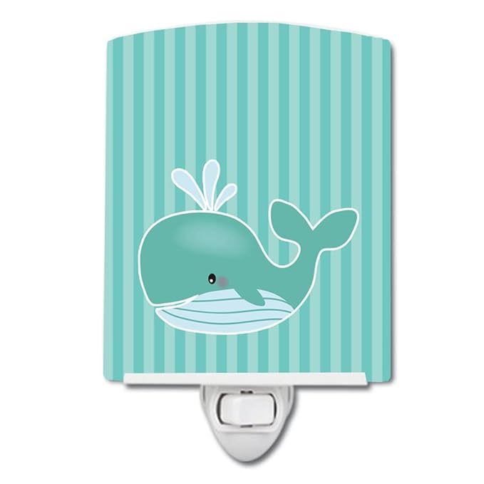Caroline's Treasures BB7125CNL Whale Ceramic Night Light Compact, UL-Certified, Ideal for Bedroom, Bathroom, Nursery, Hallway, Kitchen, 6x4x3, Multicolor