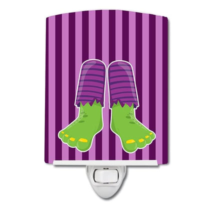 Caroline's Treasures BB9104CNL Halloween Frankenstein Feet Ceramic Night Light Compact, UL-Certified, Ideal for Bedroom, Bathroom, Nursery, Hallway, Kitchen, 6x4x3, Multicolor