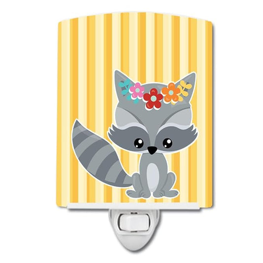 Caroline's Treasures BB6791CNL Raccoon Ceramic Night Light Compact, UL-Certified, Ideal for Bedroom, Bathroom, Nursery, Hallway, Kitchen, 6x4x3, Multicolor