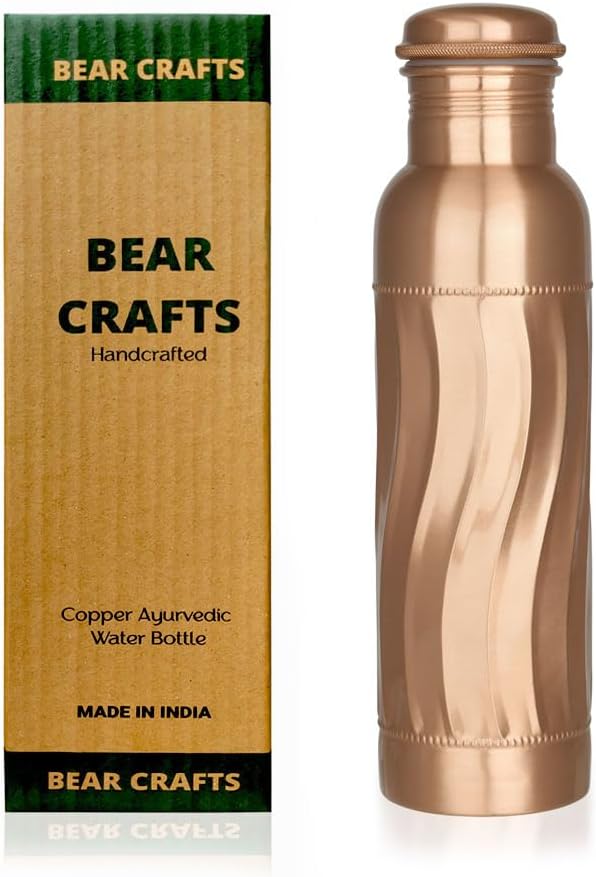 Ayurvedic Drinking Copper Water Bottle for Sports, Travel, Yoga & Everyday Use, Water Bottle for Gym, Office, Hiking, Outdoor Capacity 32 Oz (Design 6, 32 Oz)