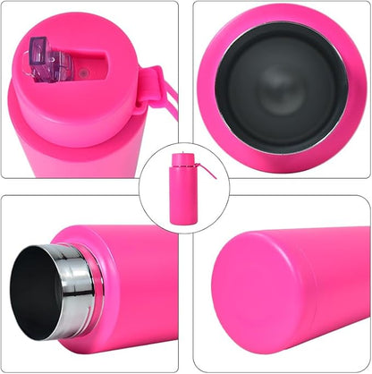 AGH Stainless Steel Insulated Bottle with Straw, 30oz Double Wall Vacuum Insulated Water Bottle, Wide Mouth Thermos Water Bottle for Hot Drinks/Cold Drinks, Travel Water Bottles for Gym & Sport