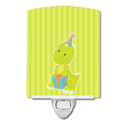 Caroline's Treasures BB8928CNL Dinosaur Green Ceramic Night Light Compact, UL-Certified, Ideal for Bedroom, Bathroom, Nursery, Hallway, Kitchen, 6x4x3, Multicolor