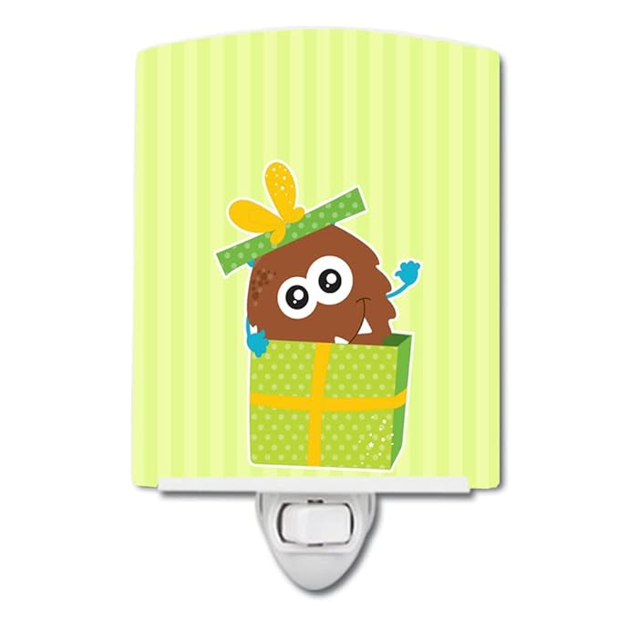 Caroline's Treasures BB9099CNL Birthday Monster Present Ceramic Night Light Compact, UL-Certified, Ideal for Bedroom, Bathroom, Nursery, Hallway, Kitchen, 6x4x3, Multicolor