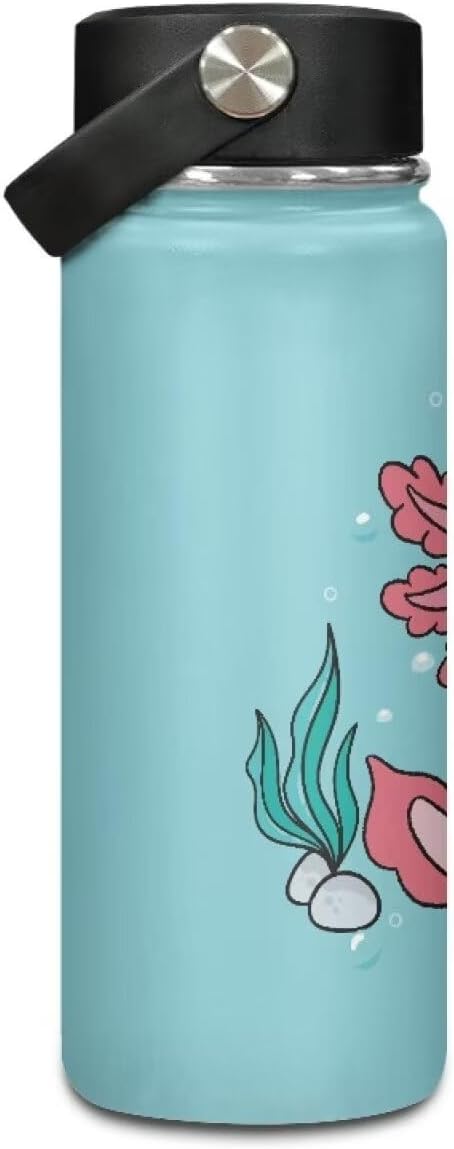 Cute Axolotl Insulated Water Bottle 20 Oz Stainless Steel Bottle with Handle Thermal Mug Sports Water Bottles for Workout, Bike Metal Water Bottle