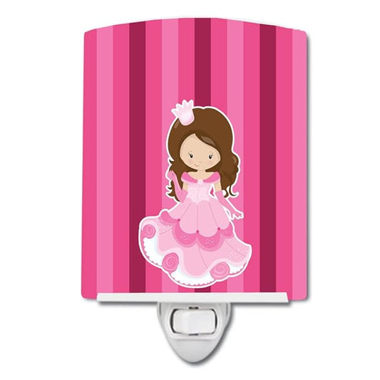 Caroline's Treasures BB9004CNL Princess Brunette Ceramic Night Light Compact, UL-Certified, Ideal for Bedroom, Bathroom, Nursery, Hallway, Kitchen, 6x4x3, Multicolor