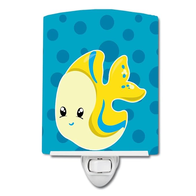 Caroline's Treasures BB8899CNL Nautical Tropical Fish Ceramic Night Light Compact, UL-Certified, Ideal for Bedroom, Bathroom, Nursery, Hallway, Kitchen, 6x4x3, Multicolor