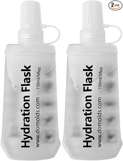2 Pack 150ml/5 oz Soft Flask, Flexible TPU Soft Water Flask for Running Vest, BPA-Free Hydration Flask for Running, Hiking, Cycling, Climbing-White