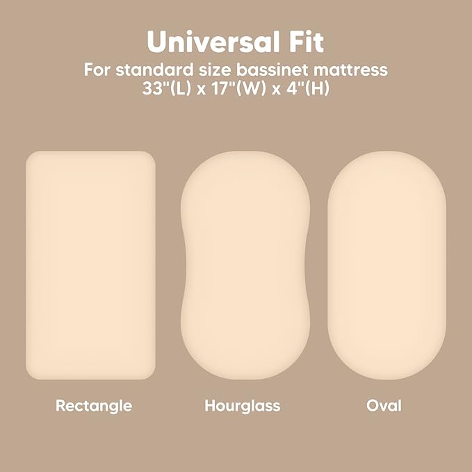 2-Pack Organic Bassinet Sheets for Girls, Boys - 100% Cotton Bassinet Mattress Sheets Compatible with Halo Bassinest Swivel Sleeper, Graco, Baby Delight, Chicco, Unisex Fitted Bassinet Sheets (Pecan)