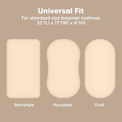 2-Pack Organic Bassinet Sheets for Girls, Boys - 100% Cotton Bassinet Mattress Sheets Compatible with Halo Bassinest Swivel Sleeper, Graco, Baby Delight, Chicco, Unisex Fitted Bassinet Sheets (Pecan)