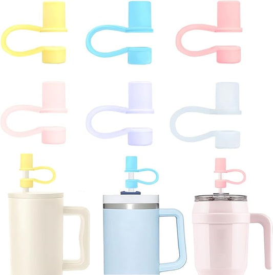 6Pcs Straw Cover Caps for Stanley Cup, Silicone Straw Topper Tip Stopper fit 30&40 Oz Tumbler with Handle, Dust Proof Decor Accessories for 0.4inch/10mm Drinking Straws
