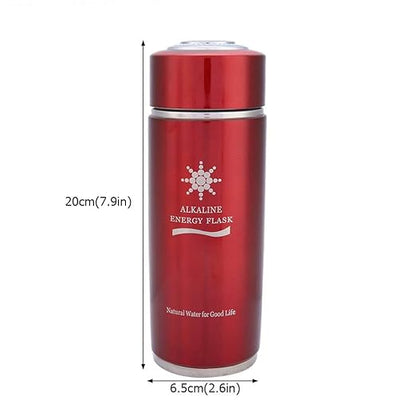 Alkaline Water Glass, Stainless Alkaline Water Bottle Portable Nano Balance Bio Energy Lonizer Cup Flask Portable Water Filter for Hiking, Camping(Red)