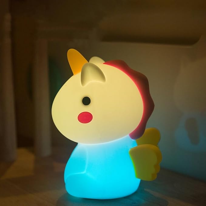 Unicorn Kids Night Light, With flying wings,Cute Animal Soft Silicone LED Color Changing Lamp,Rechargeable Kawaii Nursery Bedside Bedroom Table Decor, Best Birthday Christmas Gift for Kid Girl Boy