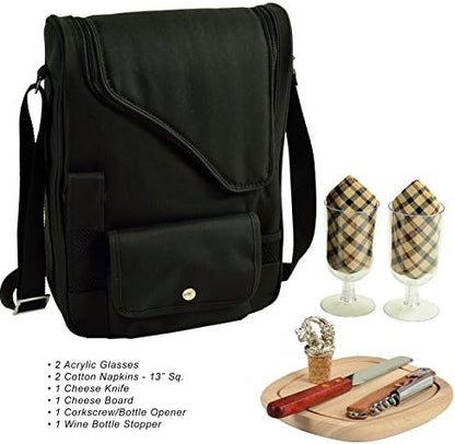 Army Black Knights Licensed Deluxe Wine Carrier with Wine Glasses and Accessories for Two Assembled & Quality Approved in The USA