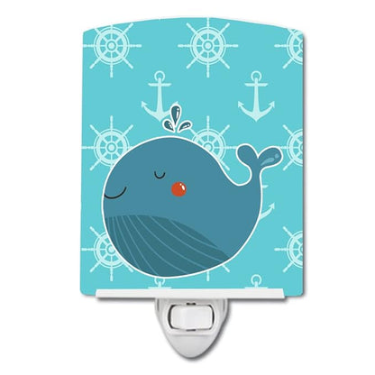 Caroline's Treasures BB6734CNL Blue Whale Ceramic Night Light Compact, UL-Certified, Ideal for Bedroom, Bathroom, Nursery, Hallway, Kitchen, 6x4x3, Multicolor