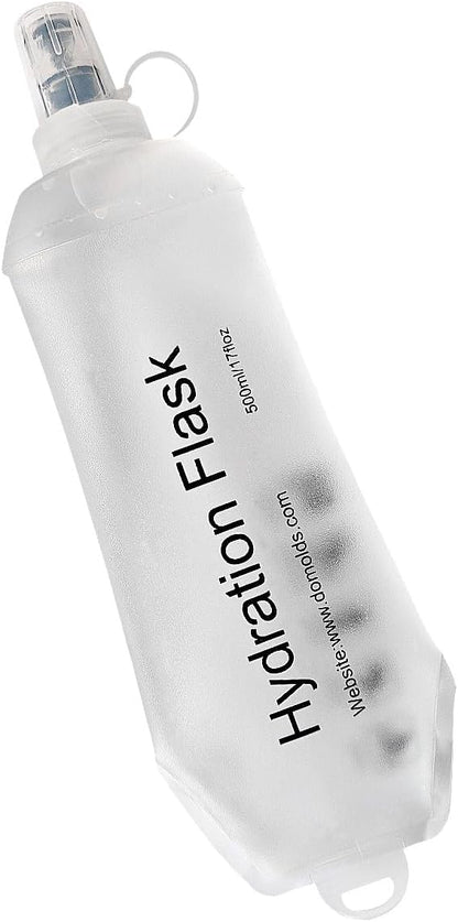 500ml Soft Flask, TPU Collapsible Soft Water Bottle for Hydration Pack, Running Vest, Folding Water Bottle for Hiking Cycling Climbing-1Pcs, White