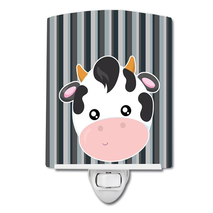 Caroline's Treasures BB6926CNL Cow Face Ceramic Night Light Compact, UL-Certified, Ideal for Bedroom, Bathroom, Nursery, Hallway, Kitchen, 6x4x3, Multicolor