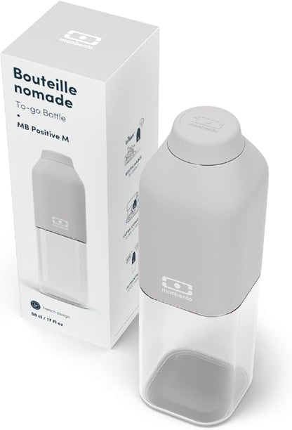 monbento - Water Bottle MB Positive M Coton 17 Oz - Leakproof Water Bottle Perfect for Work, Travel, Sport, or to Slip into a Handbag - BPA Free - Food Grade Safe - Grey