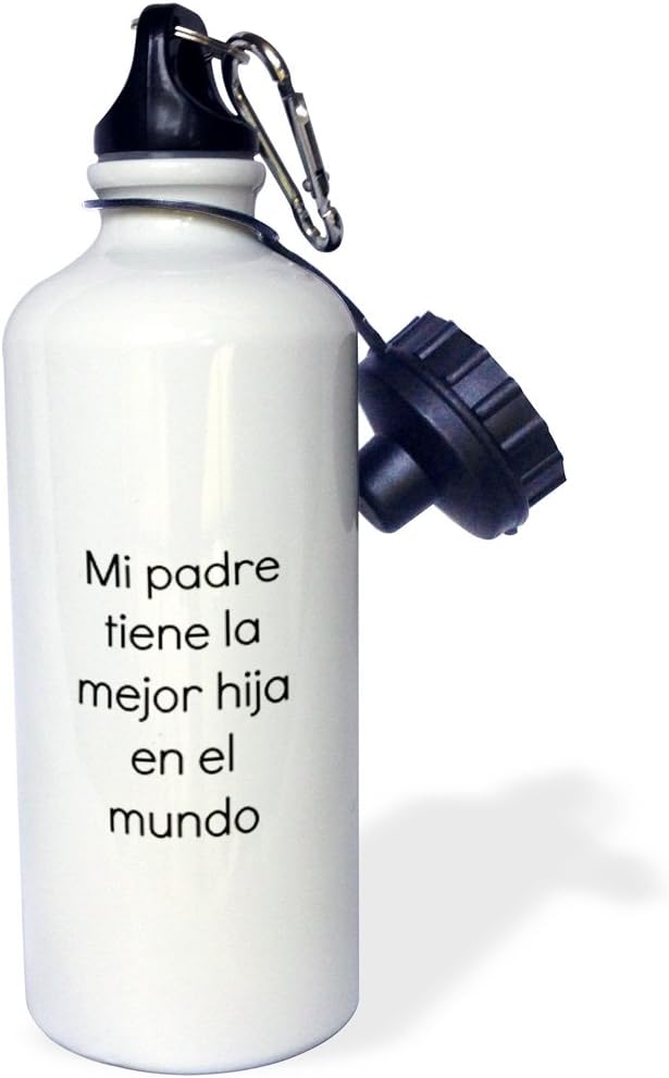3dRose "Mi padre tiene le mejor hija" Sports Water Bottle, 21 oz, White