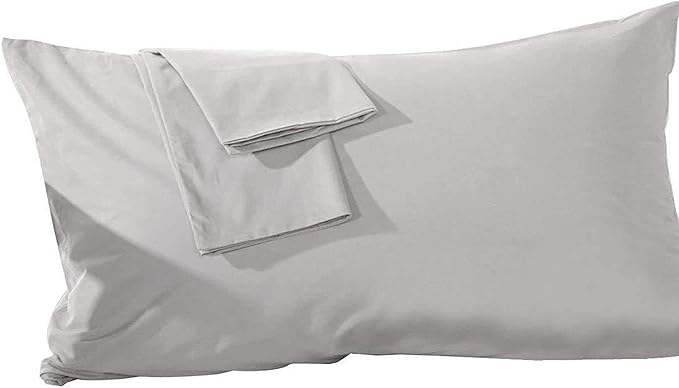 800 Thread Count 100% Egyptian Cotton Toddler Pillowcases Set of 2, Super Soft and Breathable Zipper Closer Travel Pillow Cases, 13x18 Inches, Silver Solid