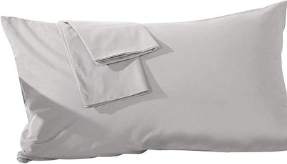 800 Thread Count 100% Egyptian Cotton Toddler Pillowcases Set of 2, Super Soft and Breathable Zipper Closer Travel Pillow Cases, 16x20 Inches, Silver Solid
