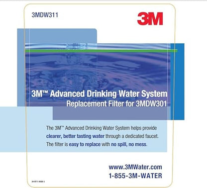 3M Water Filtration System Under Sink Dedicated Faucet Replacement Water Filter Cartridge DW311-01
