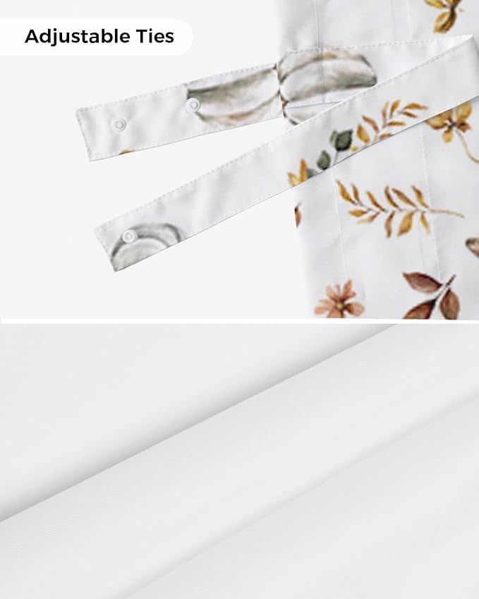 Fall Floral Leaves Blackout Tie Up Valance Curtains for Kitchen Windows Thanksgiving Pumpkins Window Toppers Balloon Shades for Living Room/Bathroom/Bedroom,1 Panel,42" X 12" Boho