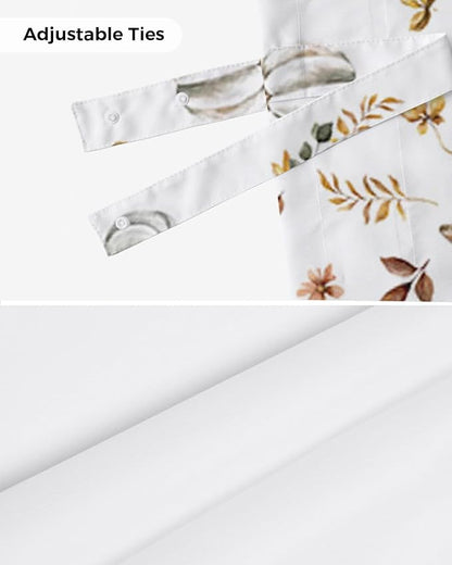 Fall Floral Leaves Blackout Tie Up Valance Curtains for Kitchen Windows Thanksgiving Pumpkins Window Toppers Balloon Shades for Living Room/Bathroom/Bedroom,1 Panel,42" X 12" Boho