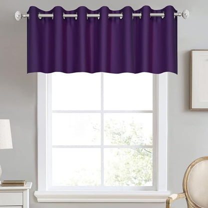 Purple Valance for Kitchen Windows Solid Grommet Top Blackout Valance Window Treatment for Living Room Short Straight Drape Valance for Bedroom Kids Room 100X18 1 Panel Royal Purple