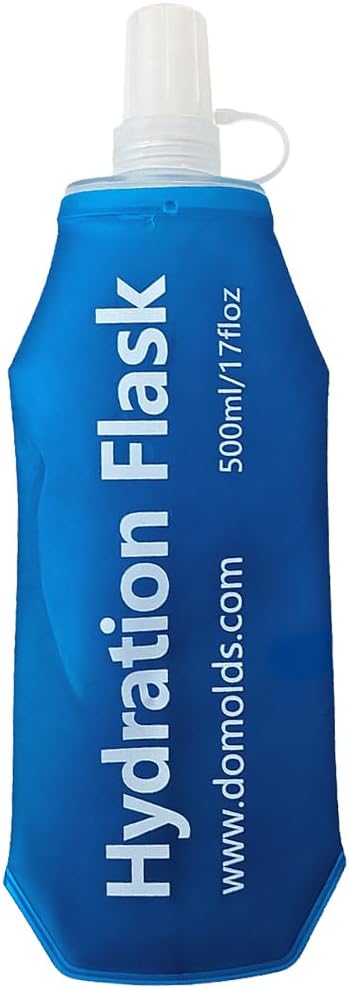 500 ml/17 oz Soft Flask, Flexible TPU Soft Water Flask for Running Vest, BPA-Free Hydration Flask for Running, Hiking, Cycling, Climbing-Blue