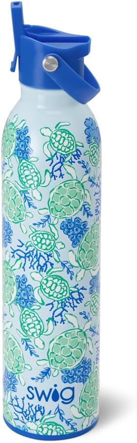 Swig Life 26oz Insulated Water Bottle with Straw & Flip + Sip Handle | Leak Proof, Dishwasher Safe, Cup Holder Friendly, Stainless Steel Water Bottle (Shell Yeah)