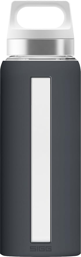 Sigg - Glass Water Bottle - Dream Grey - Soft Silicon Cover - Leakproof - Dishwasher Safe - BPA Free - Broscilate Glass - 22 Oz