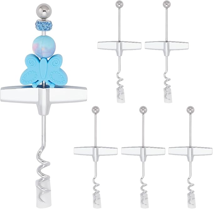 PLIGREAT 6 PCS Beaded Wine Bottle Opener Beadable Bottle Opener Wine Cork Remover Travel Corkscrew Beaded Opener for Wine Bottles Kitchen Bar Restaurant Wedding DIY Favor Beverage Gifts