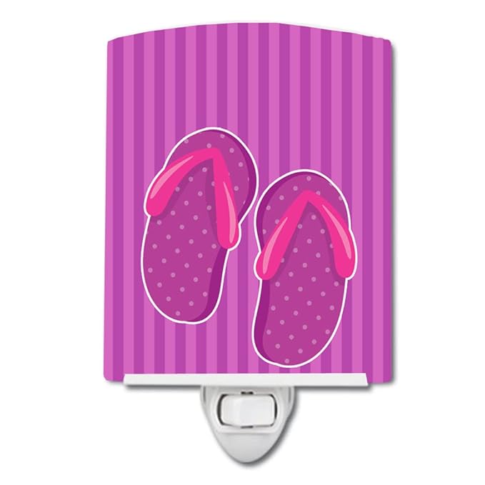 Caroline's Treasures BB8662CNL Beach Baby Girl Flip Flops Ceramic Night Light Compact, UL-Certified, Ideal for Bedroom, Bathroom, Nursery, Hallway, Kitchen, 6x4x3, Multicolor
