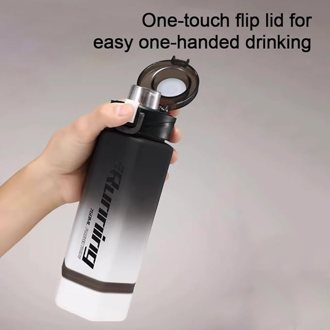 27 oz Hexagon Water Bottle, Wide Mouth Leak Proof Water bottles BPA-free Plastic Water Bottles Hexagonal Shape Water Bottle Reusable Water Bottle With Handle for Travel Fitness(Grey)