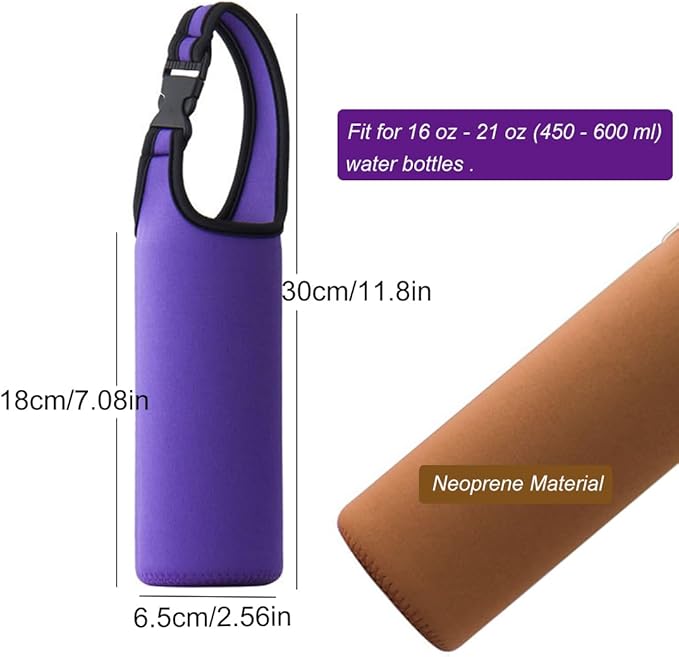 3PCS Water Bottle Carrier with Shoulder Strap 16oz-21oz, Neoprene Sleeve Cup Holder Pouch with Carrying Handle for All Portable Sport Water Bottle -3 Colors